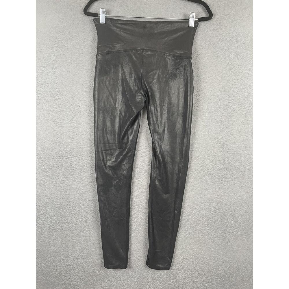 Spanx Faux Leather Leggings Womens XL Black High Rise Shaping Compression Ankle - Picture 2 of 13
